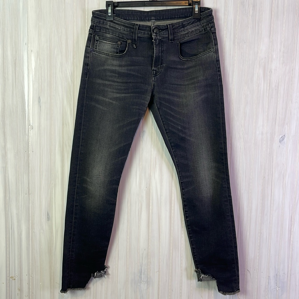 R13 Black Washed Ankle Crop Jeans